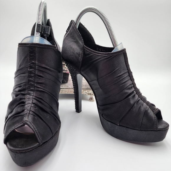 Vintage Bootie Peep-Toe, Black Rhinestone by Atmosphere, Rare, SZ US8/UK6/EU39 - Picture 14 of 17